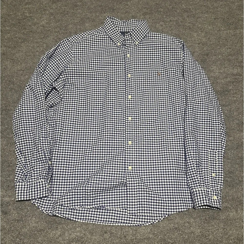 Polo Ralph Lauren Men's XXL Button Down Shirt Blue Gingham Flesh Pony LS EUC